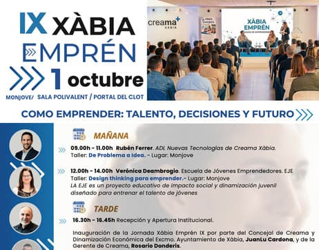 Arriba la IX edició de “Xàbia Emprén”, centrada en el talent, les decisions i el futur de l'emprenedoria